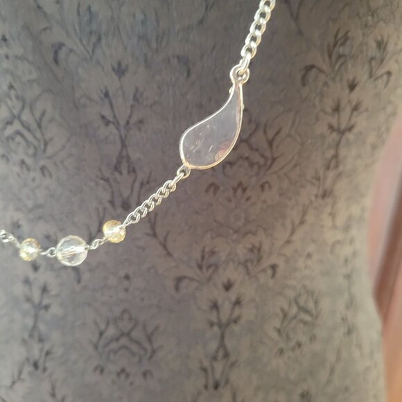Silver-Tone Express Layered Necklace With Leaf Pendant & Beaded Accents - Picture 3 of 6